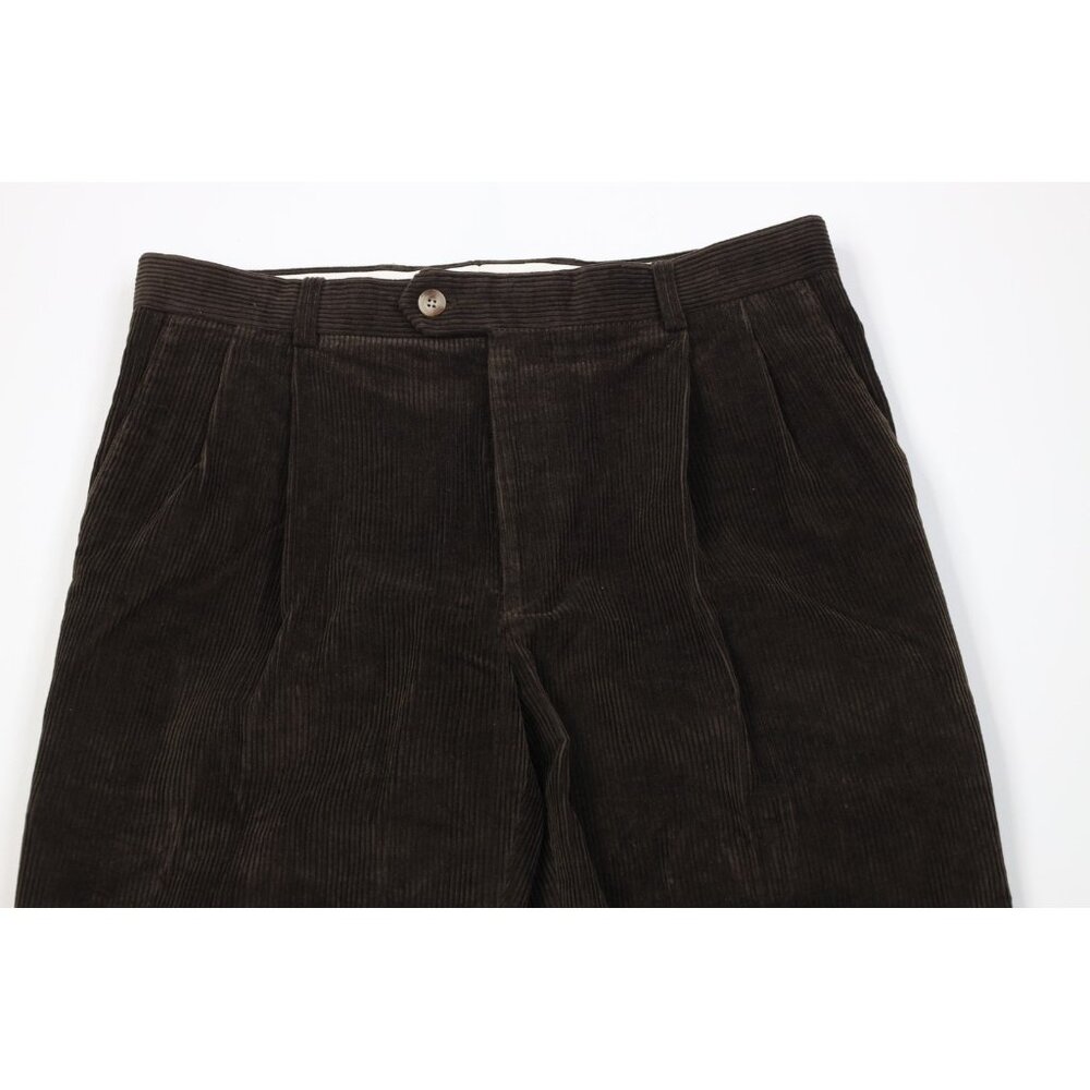 Vtg 90s Streetwear Mens 36x30 Faded Heavy Wide Leg Corduroy Chino Pants Brown - Picture 2 of 14